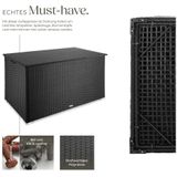 tectake® Auflagenbox, mit Aluminiumgestell und Rattangeflecht, komfortable Hubautomatik, 145 x 82,5 x 79,5 cm