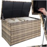 tectake Gartenbox Auflagenbox (1 St., Auflagenbox), Aufbewahrungsbox mit Aluminiumgestell und Rattangeflecht