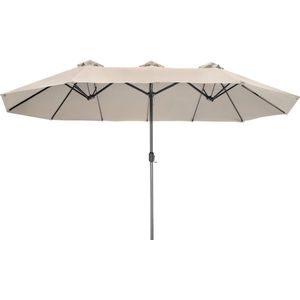tectake® Dubbele Parasol met Zwengel - 460 x 270 cm - Aluminium Parasol met Zonwering UV50+ - Rechthoekige Tuinparasol - Vrijstaand als Terrasoverkapping of Marktparasol - div kleuren (beige)