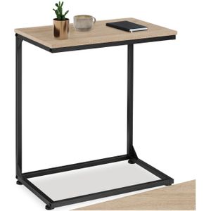 Salontafel 90x44,5x45 cm bewerkt hout artisanaal eikenkleurig Salontafel 90x44,5x45 cm bewerkt hout artisanaal eikenkleurig