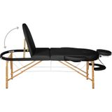 tectake® - Massagetafel behandeltafel ovaal, zwart, 5 cm matras - in hoogte verstelbaar, incl. accessoires - behandelbank – incl. opbergtas – opvouwbaar