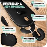 Massagetafel Sawsan 3 zones ovaal met 5cm matras en houten frame - zwart