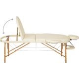 tectake® - Massagetafel behandeltafel ovaal - 5 cm matras - in hoogte verstelbaar, incl. accessoires - beige - behandelbank – incl. opbergtas – opvouwbaar