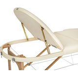 tectake® 3-zone ovale massagetafel - Draagvermogen 250 kg - Mobiele massagebank - Houten frame - Behandeltafel - Inclusief draagtas, hoofdsteun en armleuning - In hoogte verstelbaar - Afmeting (LxBxH) 230 x 104 x 62,5 - 85 cm - Beige