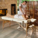 tectake® - Massagetafel 3 zones - matras 7,5 cm - incl. draagtas - portable/draagbaar - beige - behandeltafel – behandelbank – incl. opbergtas – opvouwbaar