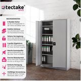 tectake Aktenschrank Büroschrank Blain mit 5 Böden 40x80x180cm (Komplettset, 1-St., inkl. 2 Schlüssel) aus pulverbeschichtetem Stahl