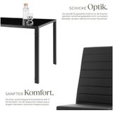 tectake® Esszimmergruppe, 7-teilig, gepolstert mit Kunstlederbezug, bodenschonende Kunststoffkappen
