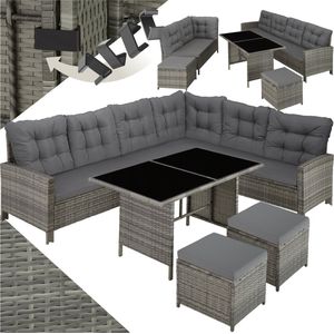 Wicker - Barletta - Loungeset - Grijs/Beige - Staal/Wicker