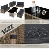 tectake® Rattan Lounge, für 6 bis 8 Personen, UV-beständig, mit Sicherheitsglasplatten