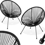 tectake® 2er Set Gartenstuhl, Retro-Design im Acapulco-Stil, filigranes Gestell, Belastbarkeit 120 kg, 70,5 x 69 x 78 cm
