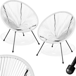 tectake® 2er Set Gartenstuhl, Retro-Design im Acapulco-Stil, filigranes Gestell, Belastbarkeit 120 kg, 70,5 x 69 x 78 cm