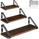 tectake® - 3 Wandplanken Cowell industrieel donkerbruin - 404429