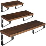 tectake® - 3 Wandplanken Cowell industrieel donkerbruin - 404429