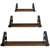 tectake® - 3 Wandplanken Cowell industrieel donkerbruin - 404429