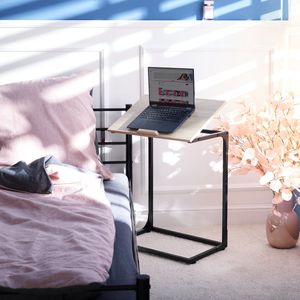 tectake® Beistelltisch, Industrial Style, in praktischer C-Form mit neigbarer Platte, 55 x 35 x 66,5 cm