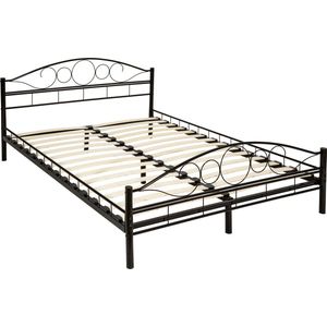 Slaapkamerbed metalen bed â€žArtâ€œ met lattenbodem - 200 x 140 cm, zwart/zwart