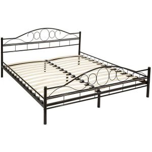 Metalen bed met lattenbodem in romantisch ontwerp - 200 x 180 cm, zwart/zwart