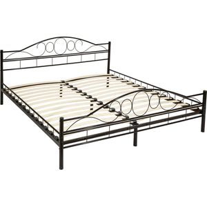 Slaapkamerbed metalen bed â€žArtâ€œ met lattenbodem - 200 x 180 cm, zwart/zwart