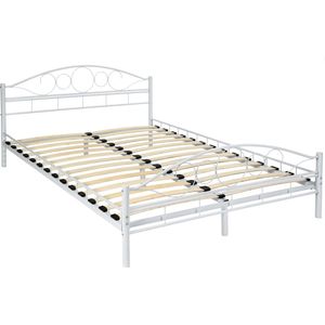 Slaapkamerbed metalen bed â€žArtâ€œ met lattenbodem - 200 x 140 cm, wit/wit