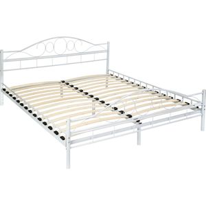 Slaapkamerbed metalen bed â€žArtâ€œ met lattenbodem - 200 x 180 cm, wit/wit