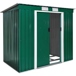 Tuinhuis met Hellend Dak 213x130x173cm - Groen/Wit