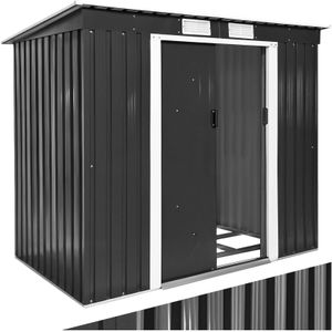 tectake® Gartenhaus mit Pultdach, aus Stahl, praktische Schiebetür, 213 x 130 x 173 cm