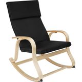 tectake - Schommelstoel Roca fauteuil - berkenhout - zwart - 404524