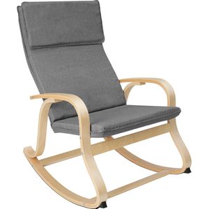 tectake - Schommelstoel Roca fauteuil - berkenhout - lichtgrijs - 404525