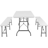 tectake - Campingtafelset - picknicktafelset campingmeubel set- wit - 404527
