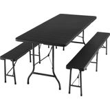 tectake - Campingtafelset, campingtafel met banken, campingmeubelset - zwart - 404528