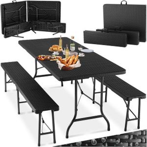 tectake - Campingtafelset, campingtafel met banken, campingmeubelset - zwart - 404528