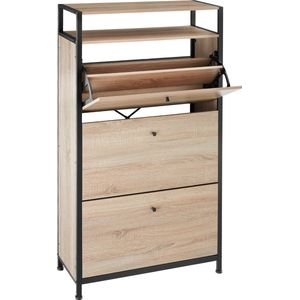 Tectake® - Schoenenkast Braddock Industrieel Lichtbruin - 404538