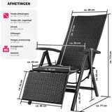 tectake® Rattanstuhl, mit Aluminiumgestell, wetterfest und UV-beständig, 58 x 77 x 113 cm
