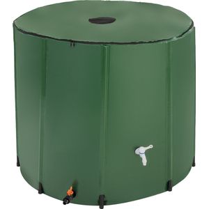 tectake® Regenwatertank voor Tuin en Camping, Opvouwbare Ton, Regenton met Deksel en Kraan, Watertank voor Regenwateropvang, Regenton met Kraan, Waterton - 750 L