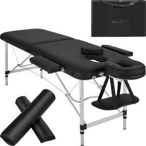 tectake® - 2 Zones massagetafel behandeltafel met rolkussens + draagtas - zwart - 404600