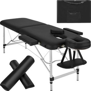 tectake® - 2 Zones massagetafel behandeltafel met rolkussens + draagtas - zwart - 404600