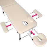 tectake® - 2 Zones massagetafel met rolkussens + draagtas - beige - 404601