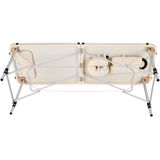 tectake® - 2 Zones massagetafel met rolkussens + draagtas - beige - 404601
