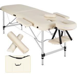 tectake® - 2 Zones massagetafel met rolkussens + draagtas - beige - 404601