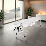 tectake® - 2 Zones massagetafel behandeltafel met rolkussens + draagtas - wit - 404602