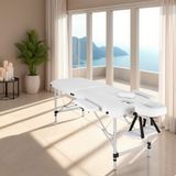 tectake® - 2 Zones massagetafel behandeltafel met rolkussens + draagtas - wit - 404602