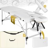 tectake® - 2 Zones massagetafel behandeltafel met rolkussens + draagtas - wit - 404602