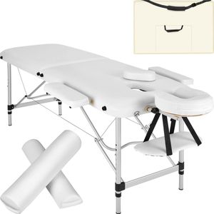 tectake® - 2 Zones massagetafel behandeltafel met rolkussens + draagtas - wit - 404602