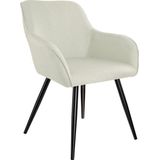 tectake® - Stoel Marilyn Linnen Look - eetkamerstoelen - kuipstoelen - crème/zwart - 404624