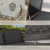 Tectake - Siena - Loungeset - Natuur/Donkergrijs - Wicker - Met Opbergbox