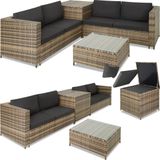 Tectake - Siena - Loungeset - Natuur/Donkergrijs - Wicker - Met Opbergbox