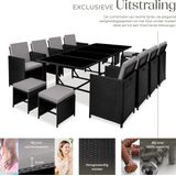 tectake® Rattan Sitzgruppe, für 8 bis 12 Personen, UV-beständig, zusammenschiebbar, inklusive Schutzhülle