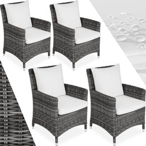 4 wicker stoelen Sanremo - grijs/wit