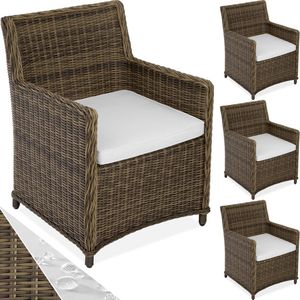 tectake® - Set van 4 luxe wicker tuinstoelen fauteuils - Saint Tropez - gemonteerd geleverd - 404633