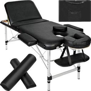 tectake® - 3-Zones massagetafel zwart met rolkussens en draagtas - 404634